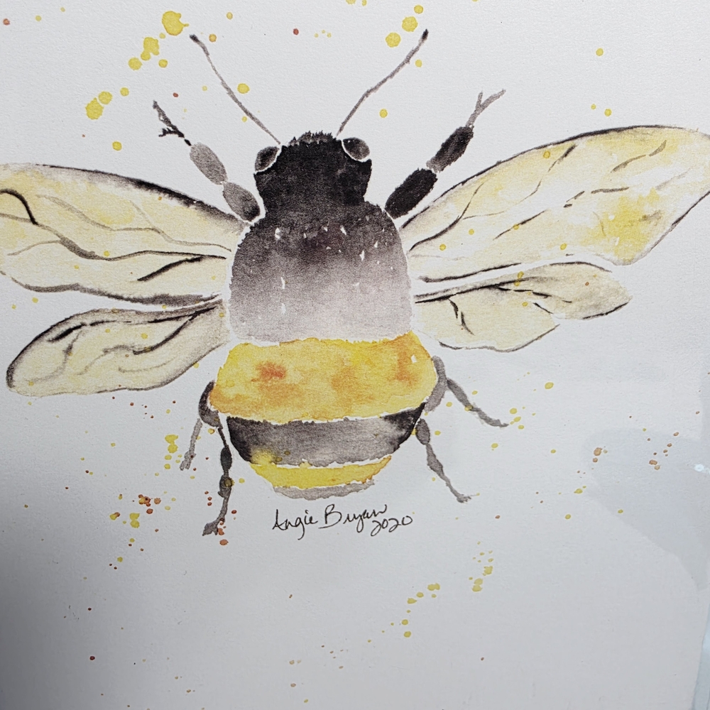 Bee Watercolor Art Print by Angie Bryan - 5" x 7" - Picture 2 of 2